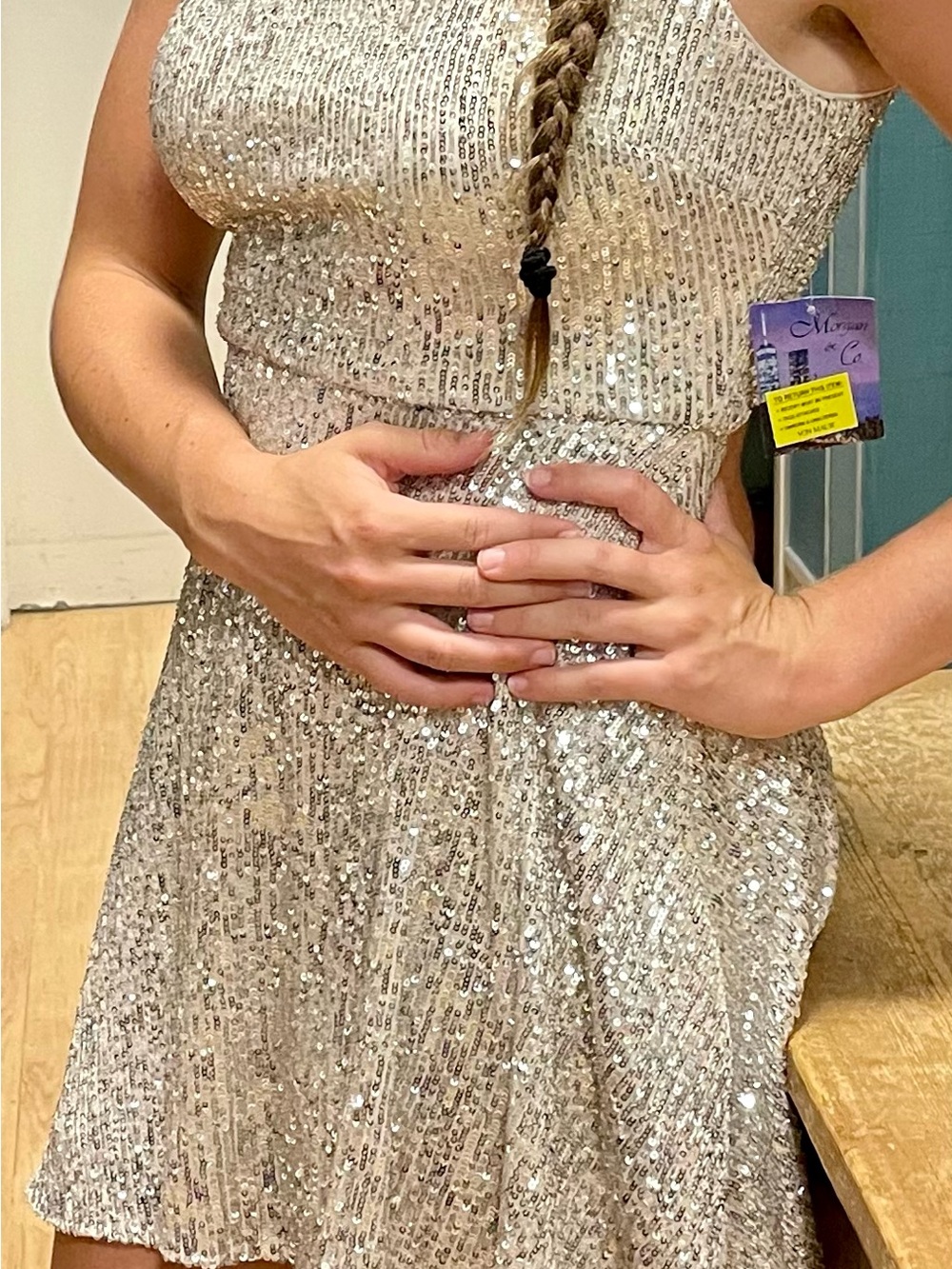Morgan & Co. Silver Sequin Mini Dress
